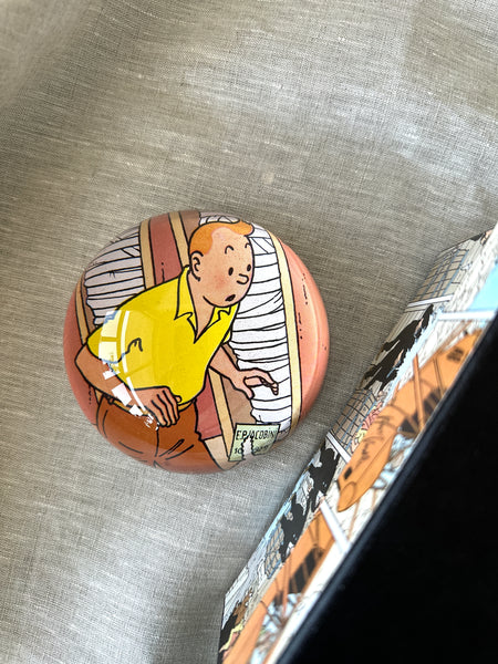 Tintin Crystal Glass Handcrafted Paperweight from Cigars of the Pharaoh