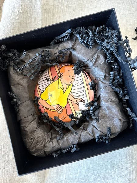 Tintin Crystal Glass Handcrafted Paperweight from Cigars of the Pharaoh