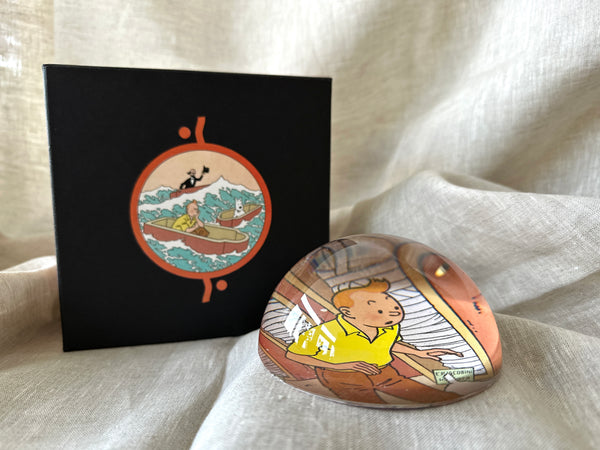 Tintin Crystal Glass Handcrafted Paperweight from Cigars of the Pharaoh