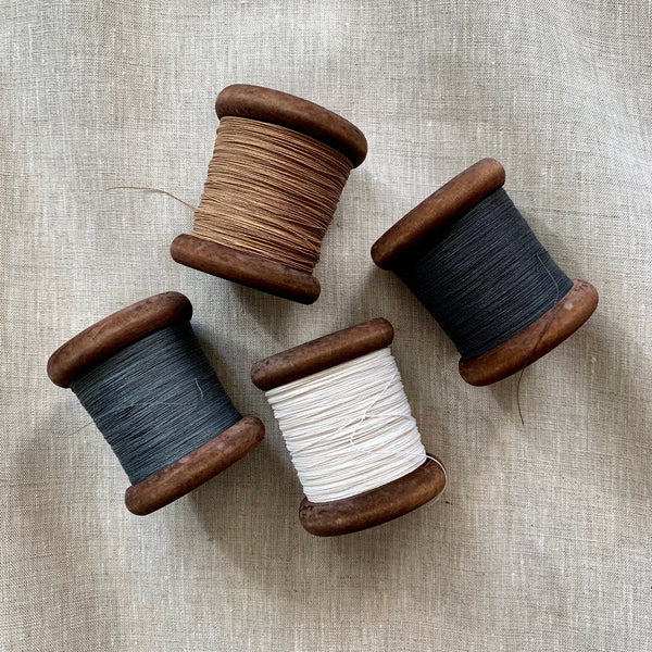 Finest Black / Dark Charcoal Paper Yarn - Paper Phine on Wooden Bobbin