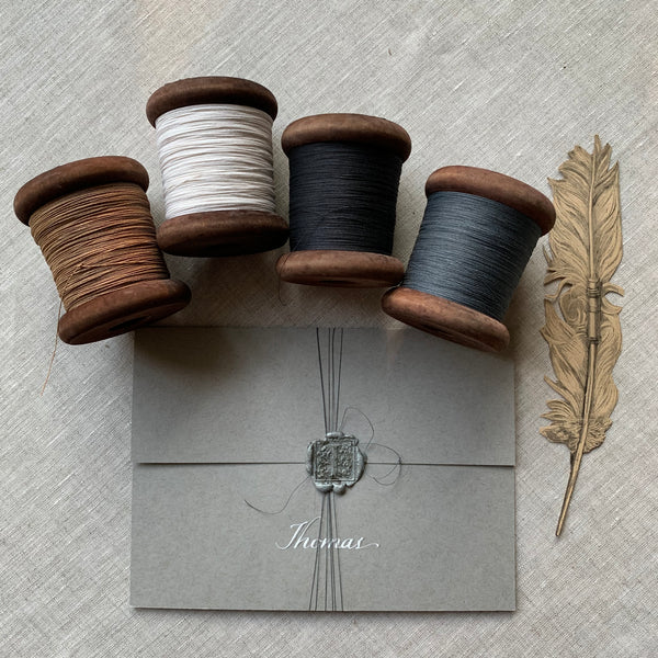 Finest Black / Dark Charcoal Paper Yarn - Paper Phine on Wooden Bobbin