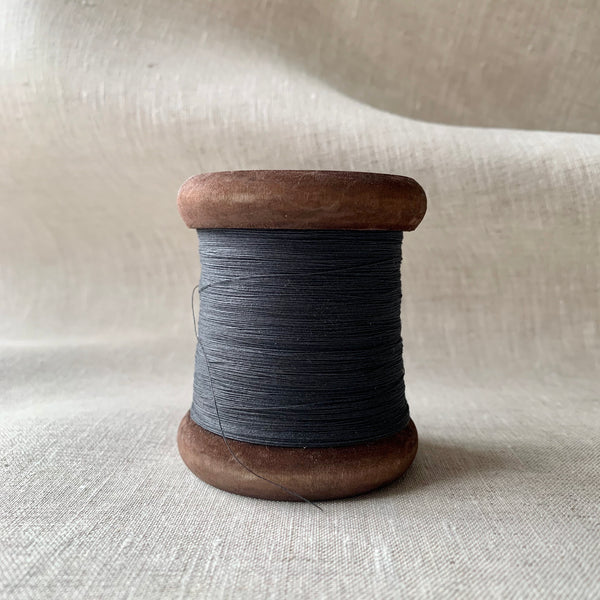 Finest Black / Dark Charcoal Paper Yarn - Paper Phine on Wooden Bobbin
