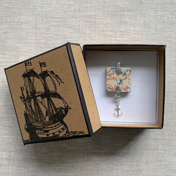 Square Journal/Bag Charm - 1945 Sailors Postage Stamp from the USA