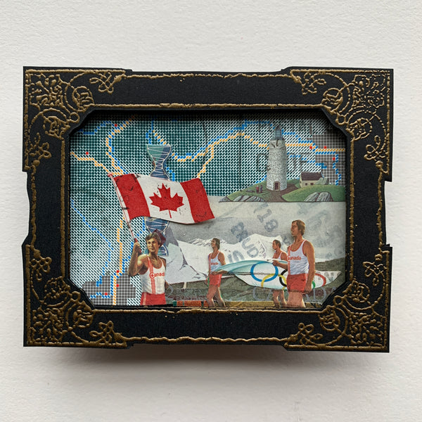 Montreal Olympics Miniature Art Collage Made of Postage Stamps