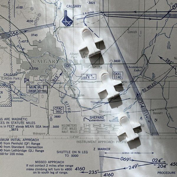 Landing at YYC / Calgary Airport. Original Map Art Collage on Wood Panel