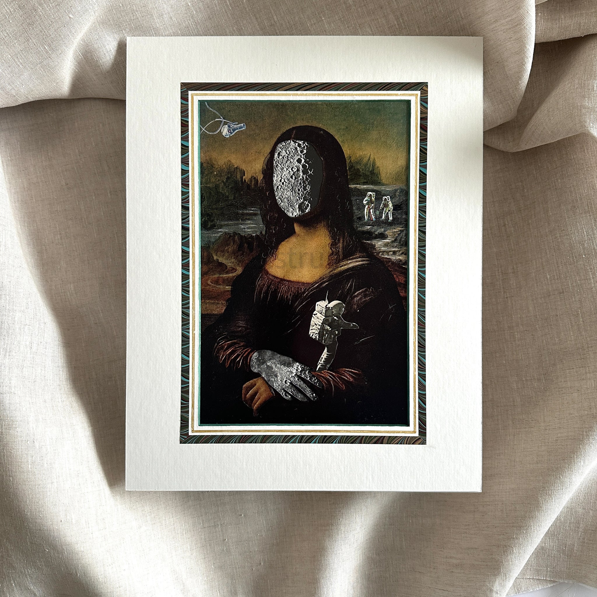 Moona Lisa - Handcrafted Original Paper Art Collage