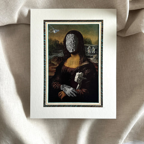 Moona Lisa - Handcrafted Original Paper Art Collage