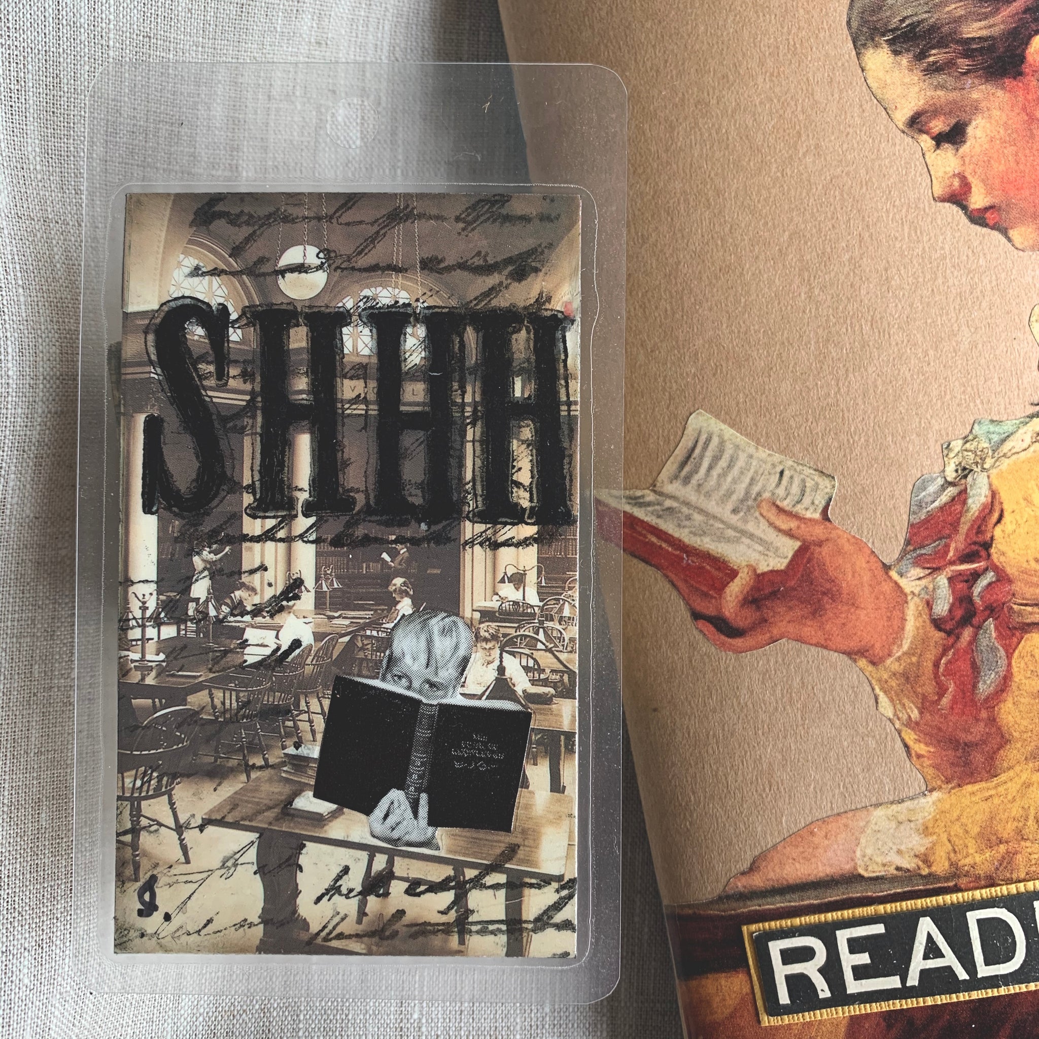 Handcrafted Luggage Tag: Library / Books