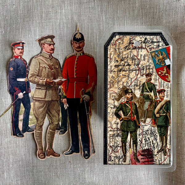 Handcrafted Luggage Tag: Men in uniform / Military