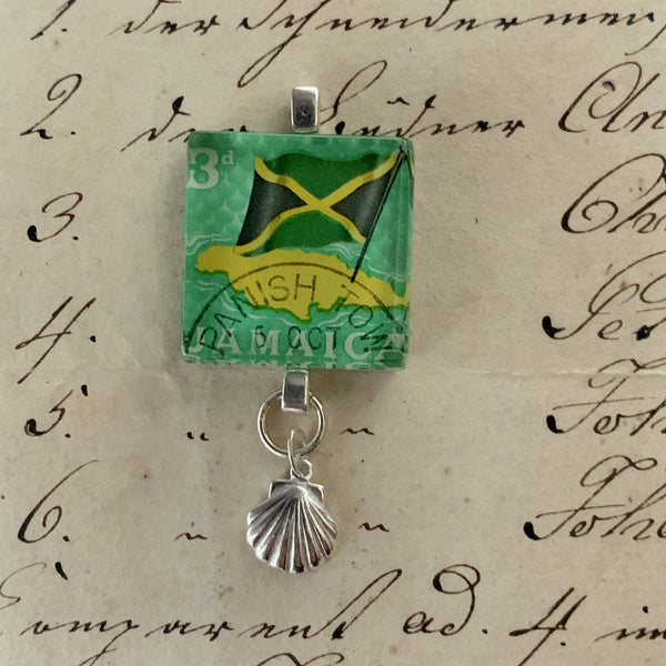 Square Journal/Bag Charm - 1964 Postage Stamp from Jamaica