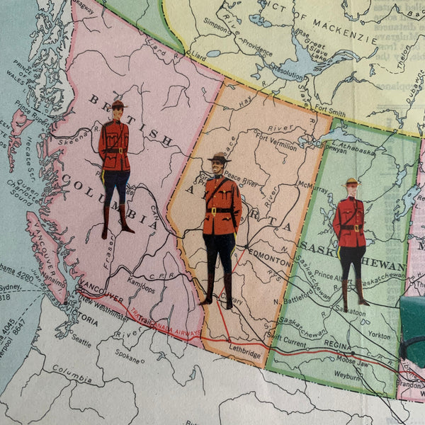 They Always Get their Map. RCMP. Framed Original Map Art Collage