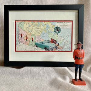 They Always Get their Map. RCMP. Framed Original Map Art Collage