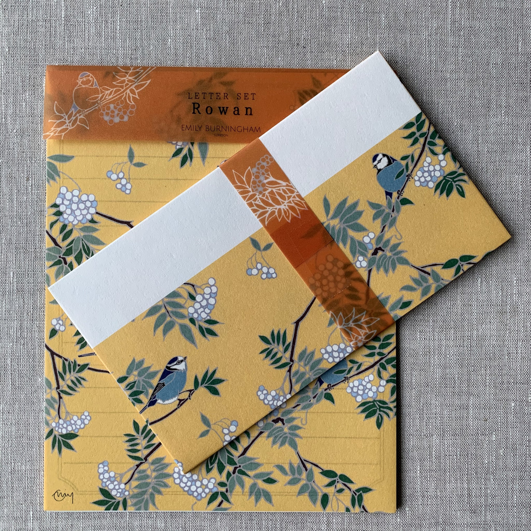 Rowan Tree with Blue Tits Writing Paper & Envelope Set - Emily Burningham - Japanese Stationery