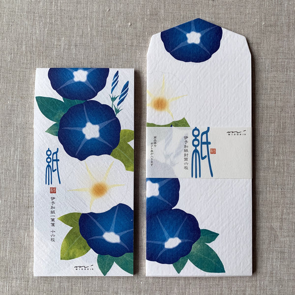 Limited Edition Seasonal Blue Flowers Writing Paper & Envelope Set - Japanese Stationery