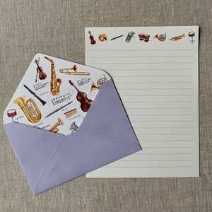 Musical Instruments Writing Paper & Envelope Set - Japanese Stationery
