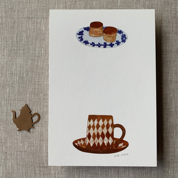 Nishi Shuku Postcard - Coffee and Cake - Japanese Stationery