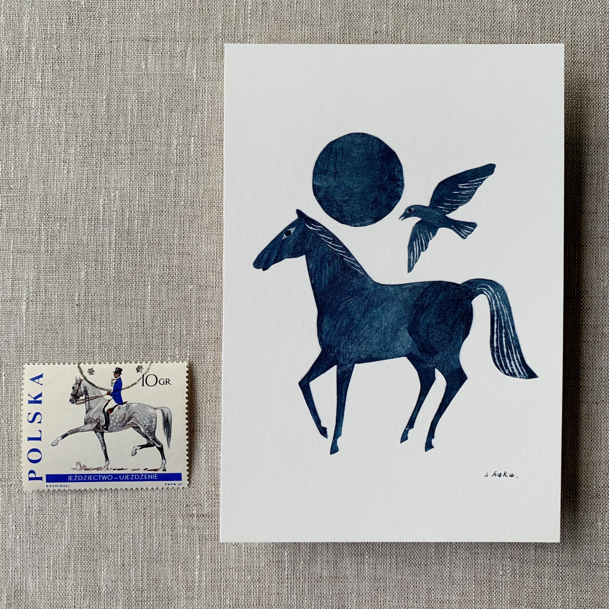 Nishi Shuku Postcard - Horse - Japanese Stationery