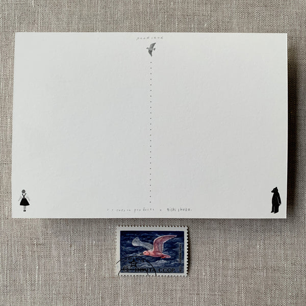 Nishi Shuku Postcard - Birds Chasing Comets - Japanese Stationery