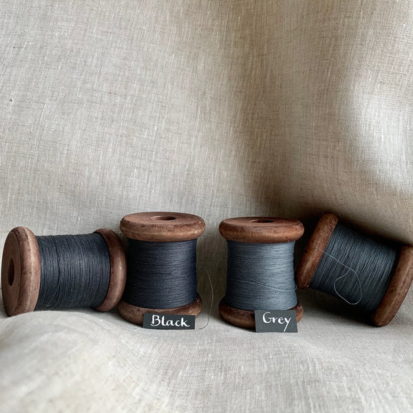Finest Black / Dark Charcoal Paper Yarn - Paper Phine on Wooden Bobbin