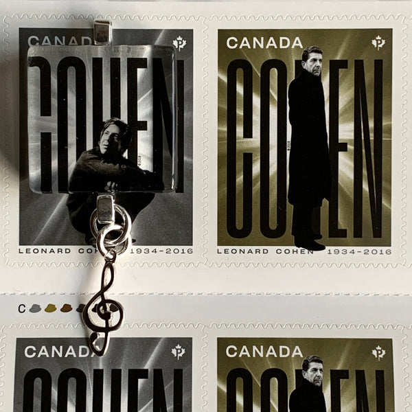 Square Journal/Bag Charm - 2019 Leonard Cohen Postage Stamp from Canada Post