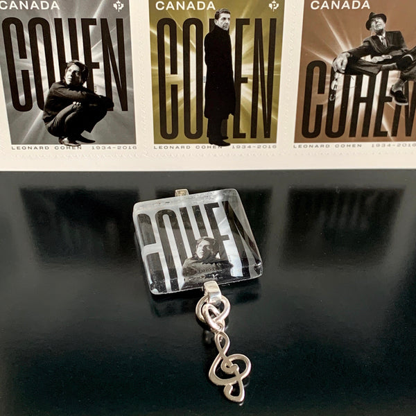 Square Journal/Bag Charm - 2019 Leonard Cohen Postage Stamp from Canada Post