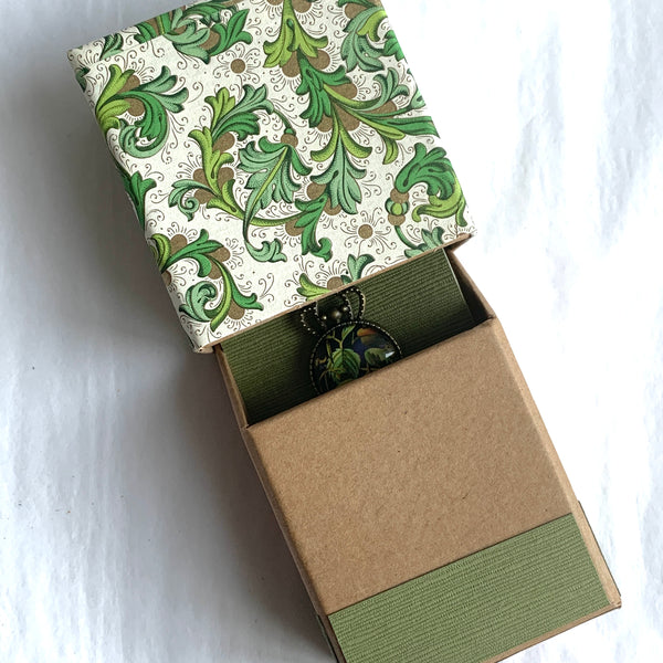 Botanical Brass Bookmark and Notecard in Decoupaged Keepsake Box