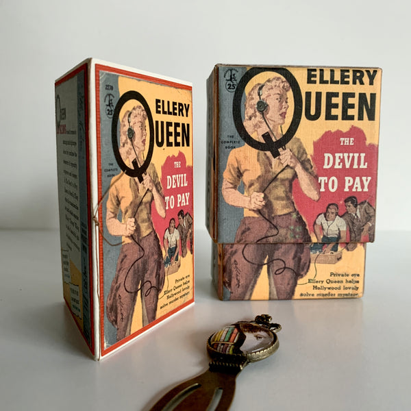 Ellery Queen Brass Bookmark and Notecard in Decoupaged Keepsake Box
