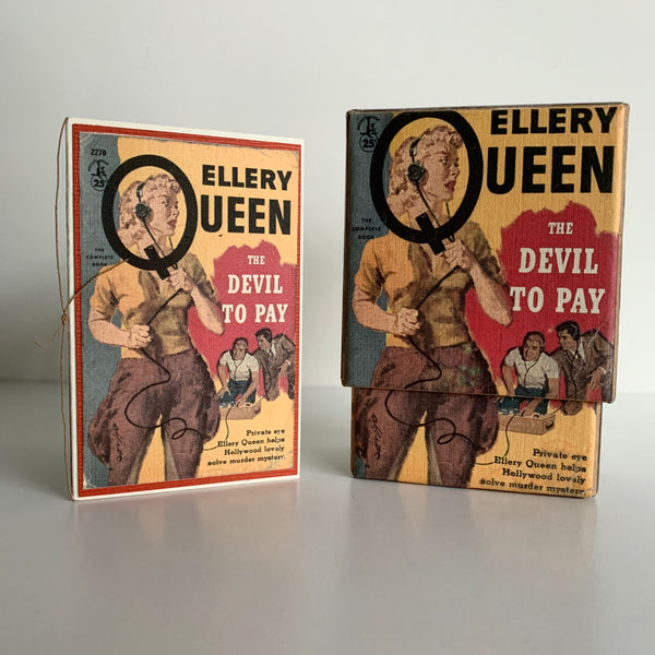 Ellery Queen Brass Bookmark and Notecard in Decoupaged Keepsake Box
