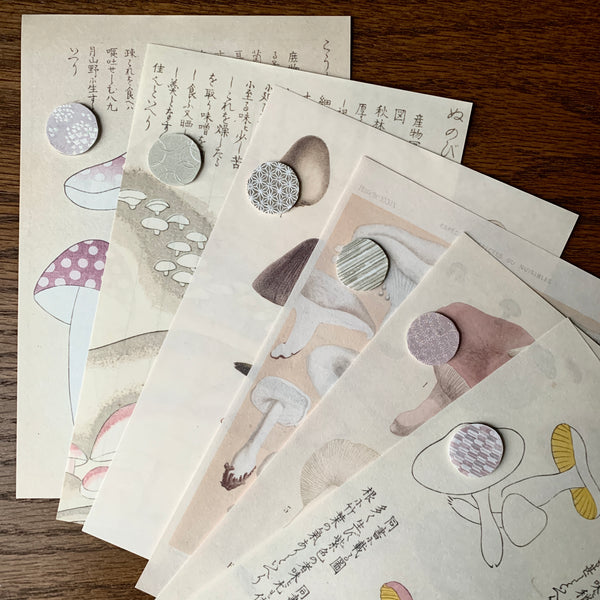 Pink Mushroom Writing Paper, Envelopes, and Seal Set - Japanese Stationery