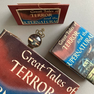 Magic the Gathering Brass Bookmark in Trinket Box Decoupaged w/ Retro Tales of Terror BookBrass Bookmark and Notecard in Decoupaged Keepsake Box