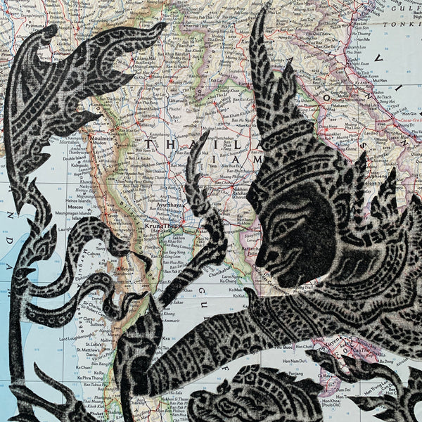 Story of Ramakien Map Art Collage