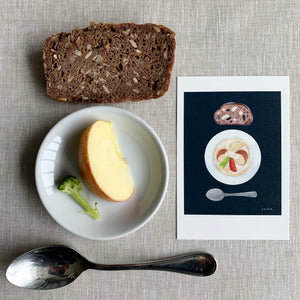 Nishi Shuku Postcard - A Simple Meal - Japanese Stationery