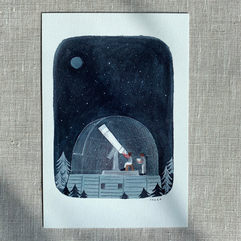 Nishi Shuku Postcard - Looking for Aliens - Japanese Stationery