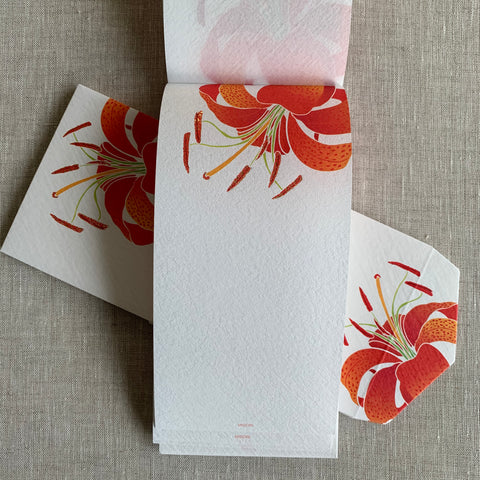 Limited Edition Seasonal Bright Orange Flowers Writing Paper & Envelope Set - Japanese Stationery