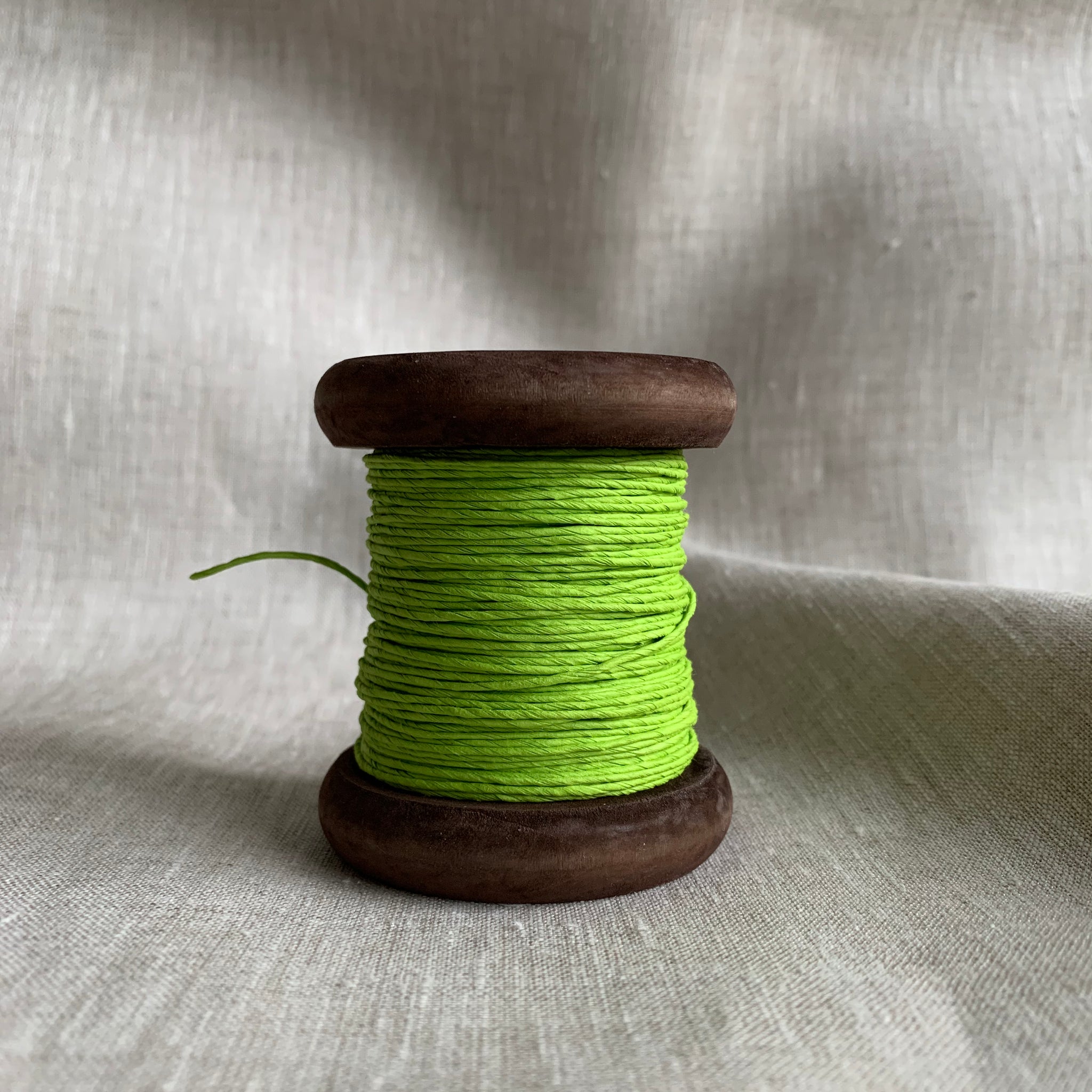 Lime Green / Fresh Green - PaperPhine Strong Paper Twine on Wooden Bobbin