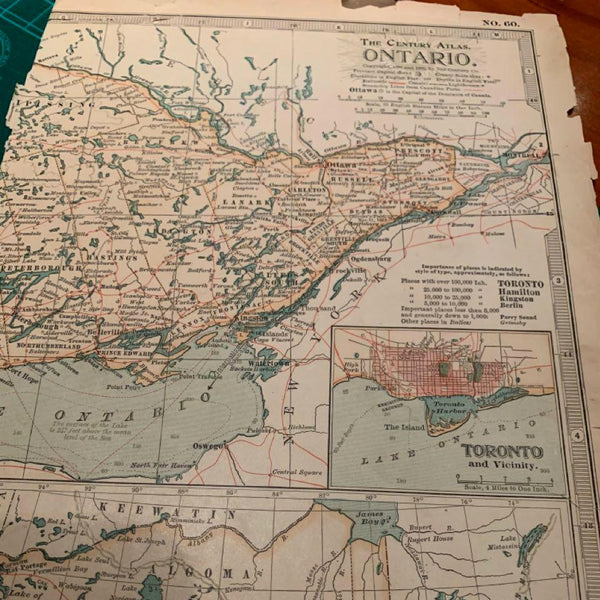 Larger Square Journal/Bag Charm - 1897 Map of Toronto, Ontario