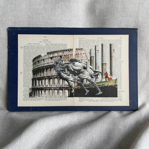Ancient Rome / Modern Rome. Large Paper Collage on Recycled Book Board