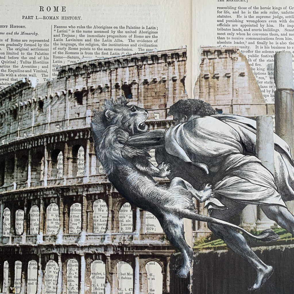 Ancient Rome / Modern Rome. Large Paper Collage on Recycled Book Board ...